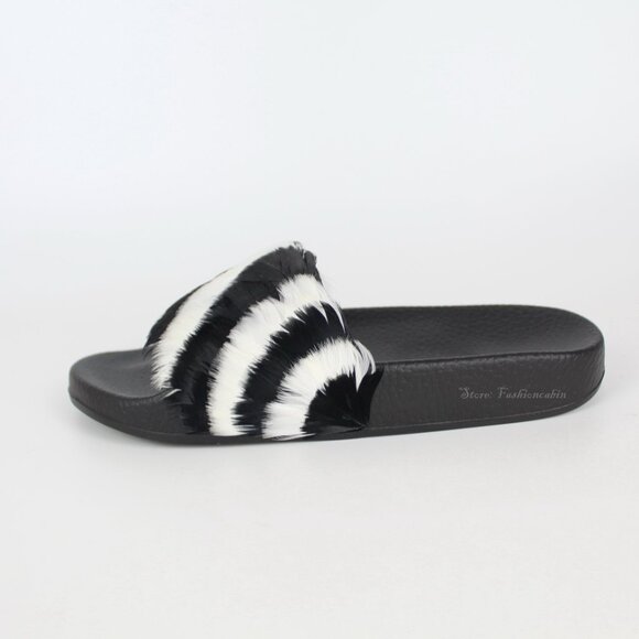 NEW VALENTINO Feather Slides Sandals | Bold Zebra Look for Resort & Lounge Wear - Picture 8 of 15